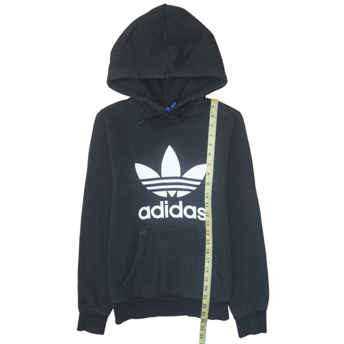 Adidas Women Black Pullover Hoodie Size 10 Logo Hooded Sweatshirt