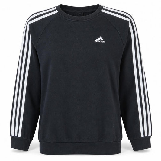 Front view of Adidas Women's Black Crew Neck Long Sleeve Sweatshirt, size S, 8-10