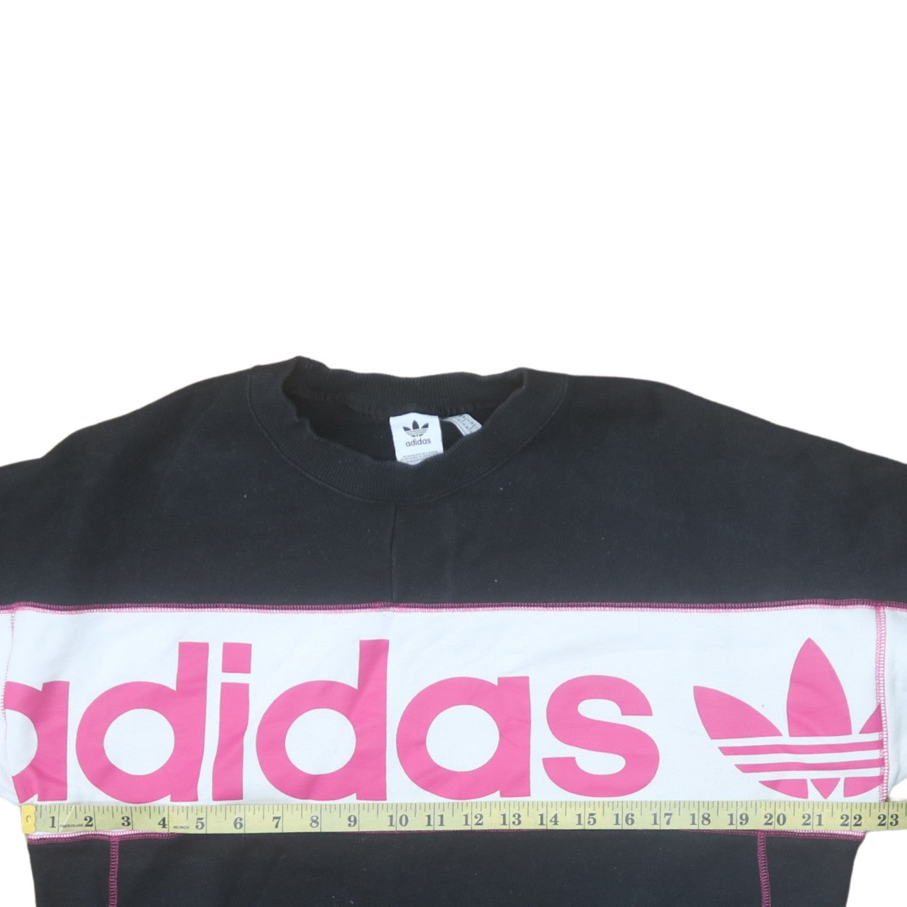 Adidas Womens Black Pink Crew Neck Pullover Sweatshirt Size 10
