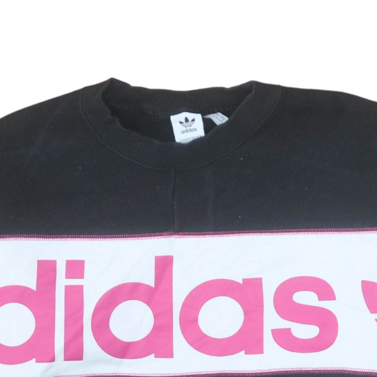 Adidas Womens Black Pink Crew Neck Pullover Sweatshirt Size 10