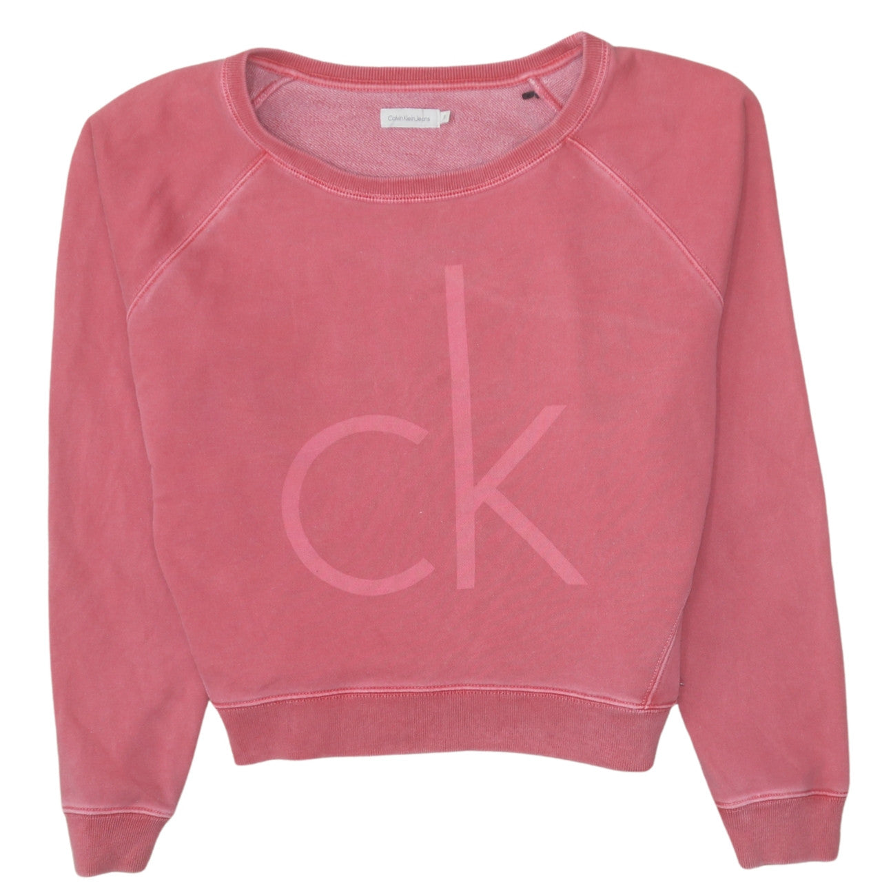 Calvin Klein Jeans Womens Pink Small Pullover Logo Sweatshirt
