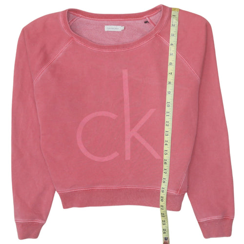 Calvin Klein Jeans Womens Pink Small Pullover Logo Sweatshirt