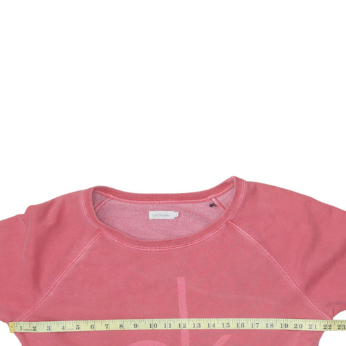 Calvin Klein Jeans Womens Pink Small Pullover Logo Sweatshirt