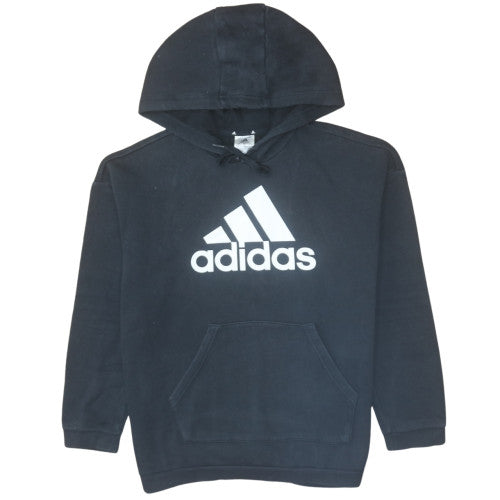 Adidas Womens Black Pullover Hoodie Size M Logo Print Cotton Blend