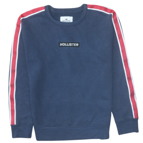 Hollister Men Blue Pullover Sweatshirt S Crew Neck Classic Style