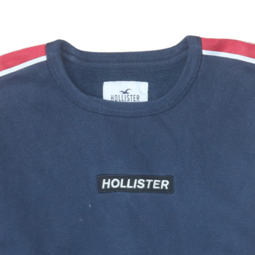 Hollister Men Blue Pullover Sweatshirt S Crew Neck Classic Style