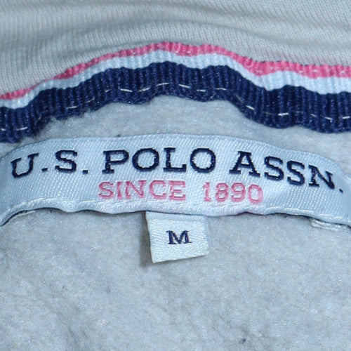U.S. Polo Assn. Men's White Pullover Hoodie Size M Logo Cotton Blend