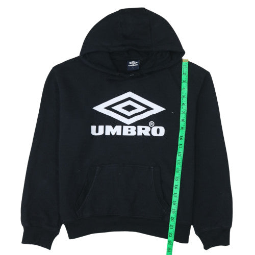 Umbro Womens Black L Pullover Hoodie with Logo Print