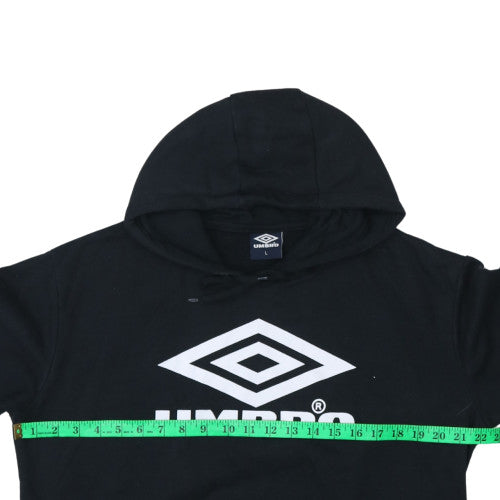 Umbro Womens Black L Pullover Hoodie with Logo Print