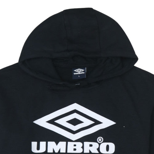 Umbro Womens Black L Pullover Hoodie with Logo Print