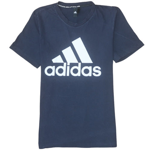 Adidas Men's Blue Crew Neck Graphic Logo T-Shirt Size M