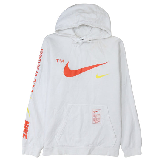 Nike Men's White Pullover Hoodie L Logo Sportswear Fleece