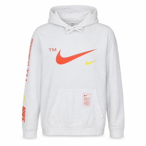 Nike Men's White Pullover Hoodie L Logo Sportswear Fleece