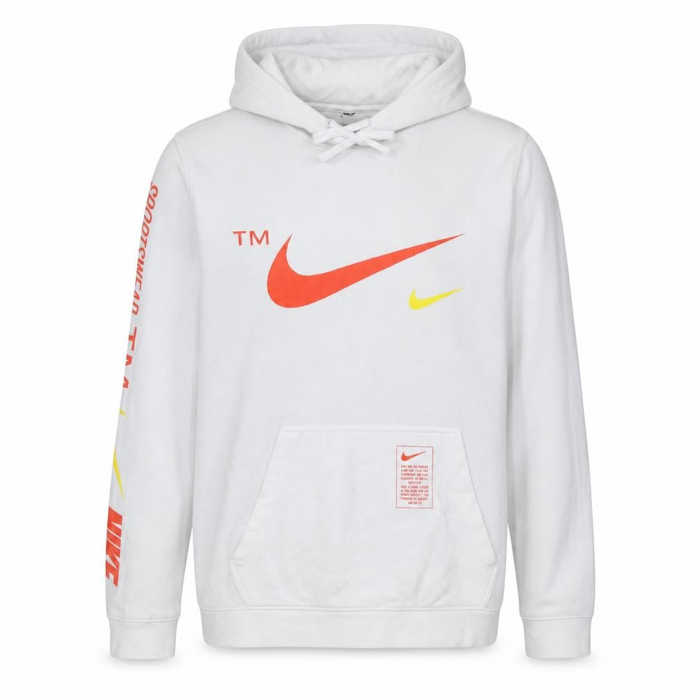 Nike Men's White Pullover Hoodie L Logo Sportswear Fleece