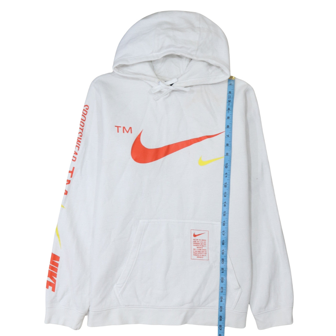 Nike Men's White Pullover Hoodie L Logo Sportswear Fleece