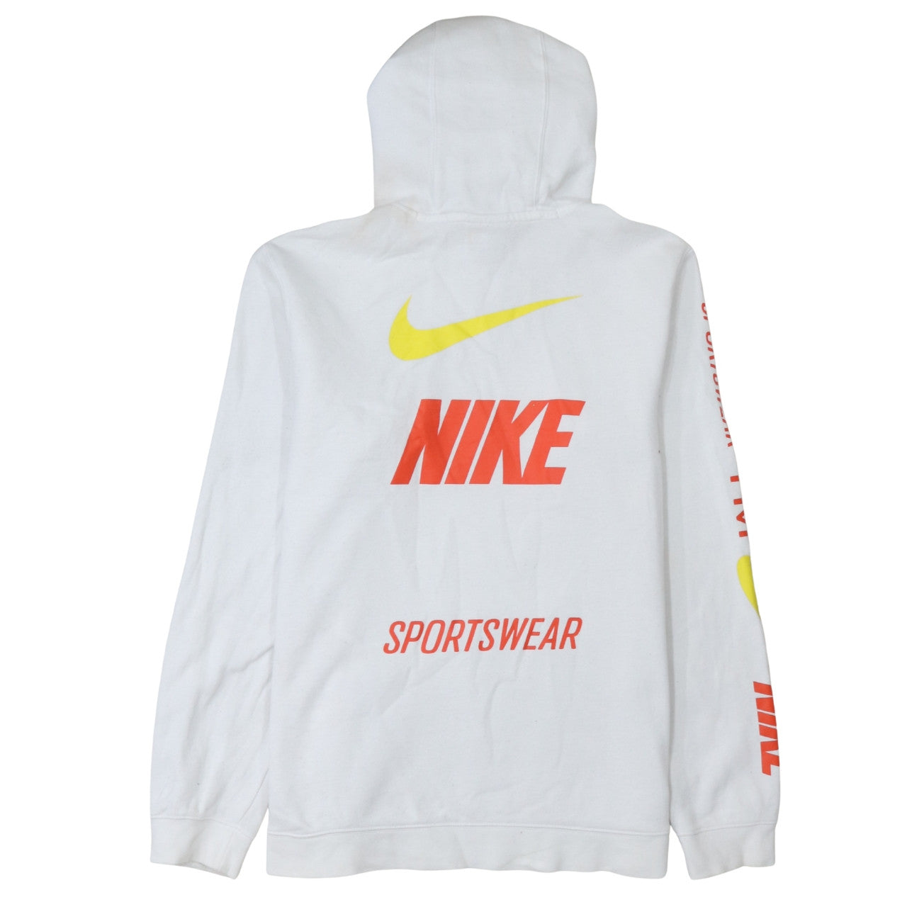 Nike Men's White Pullover Hoodie L Logo Sportswear Fleece