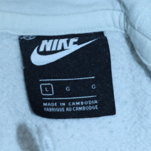 Nike Men's White Pullover Hoodie L Logo Sportswear Fleece
