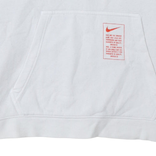 Nike Men's White Pullover Hoodie L Logo Sportswear Fleece