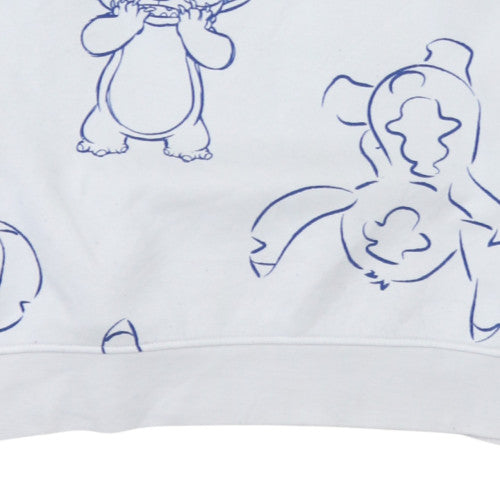 Disney Stitch White Sweatshirt Women Small Pullover Cotton Blend