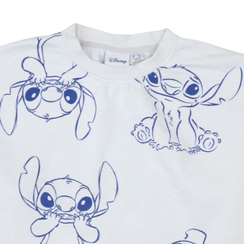 Disney Stitch White Sweatshirt Women Small Pullover Cotton Blend