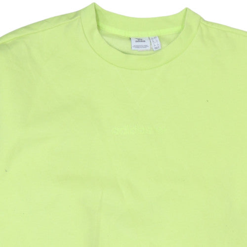 Adidas Womens Lemon Yellow Crew Neck Pullover Sweatshirt Size 2XL