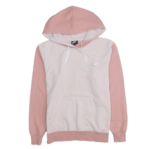Nike Women’s Pink & Beige Pullover Hoodie Size S Cotton Logo Sweatshirt