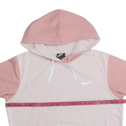 Nike Women’s Pink & Beige Pullover Hoodie Size S Cotton Logo Sweatshirt