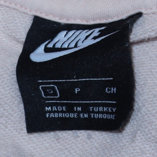 Nike Women’s Pink & Beige Pullover Hoodie Size S Cotton Logo Sweatshirt