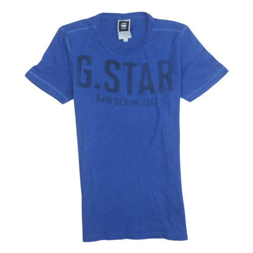 G-Star RAW Men's Blue Graphic Cotton Crew Neck T-Shirt Size M