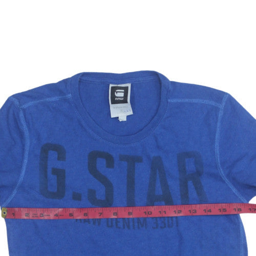 G-Star RAW Men's Blue Graphic Cotton Crew Neck T-Shirt Size M