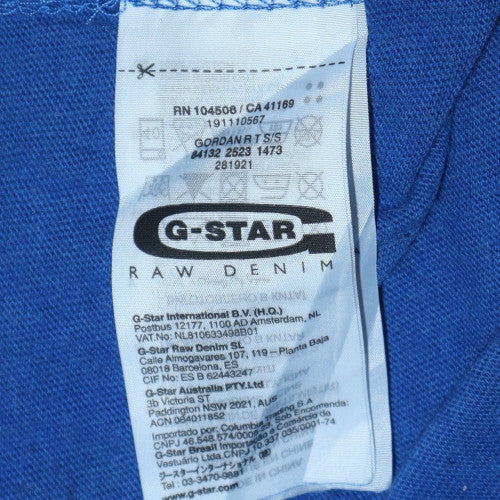 G-Star RAW Men's Blue Graphic Cotton Crew Neck T-Shirt Size M