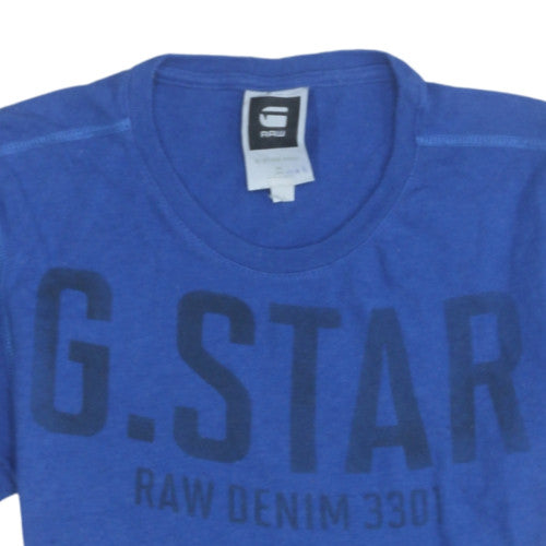 G-Star RAW Men's Blue Graphic Cotton Crew Neck T-Shirt Size M