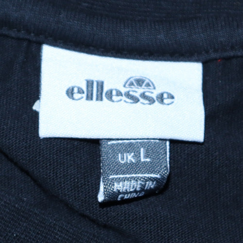 Ellesse Men's Black Crew Neck Short Sleeve Cotton T-Shirt Size L