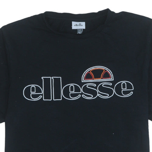 Ellesse Men's Black Crew Neck Short Sleeve Cotton T-Shirt Size L