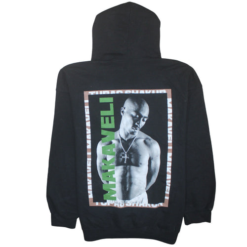 2Pac Men's Black 2XL Pullover Hoodie Makaveli Graphic Print