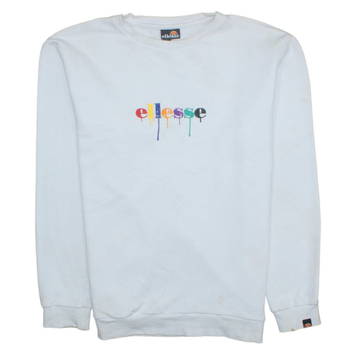 Ellesse Men’s White Pullover Sweatshirt L Logo Graphic Cotton Blend