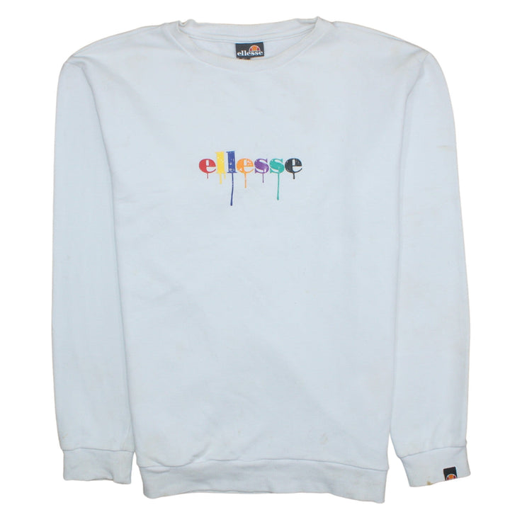 Ellesse Men’s White Pullover Sweatshirt L Logo Graphic Cotton Blend