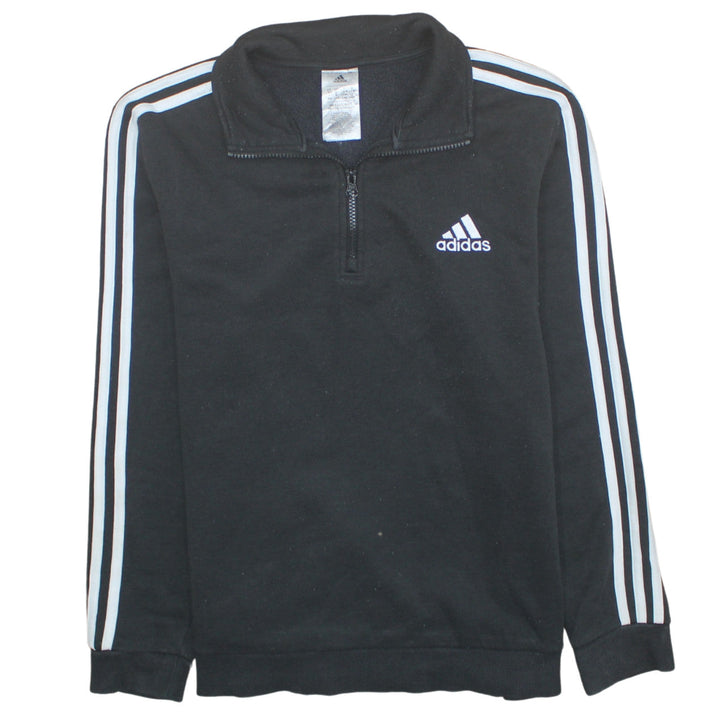 Adidas Women Black 1/2 Zip Sweatshirt L 16-18 Regular Pullover Fleece