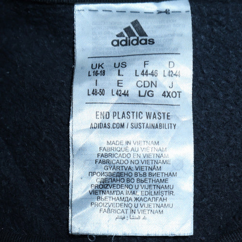Adidas Women Black 1/2 Zip Sweatshirt L 16-18 Regular Pullover Fleece
