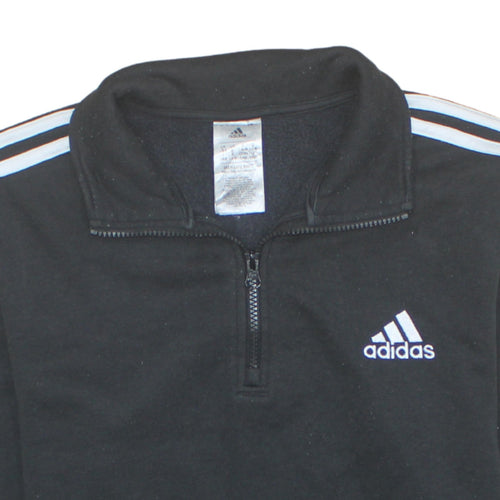 Adidas Women Black 1/2 Zip Sweatshirt L 16-18 Regular Pullover Fleece