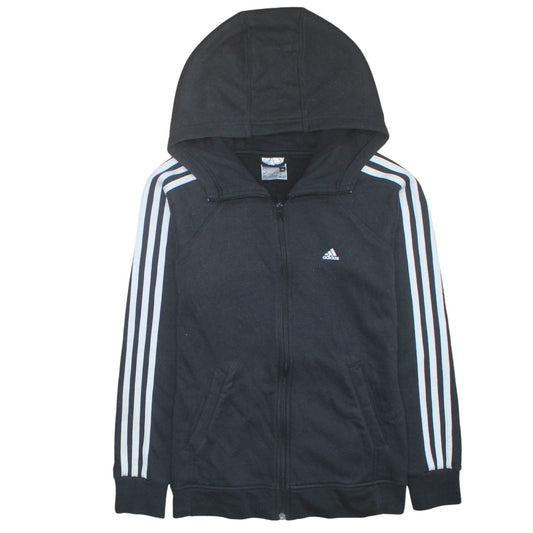 Adidas Women Black Full Zip Hoodie Small Essentials Climalite