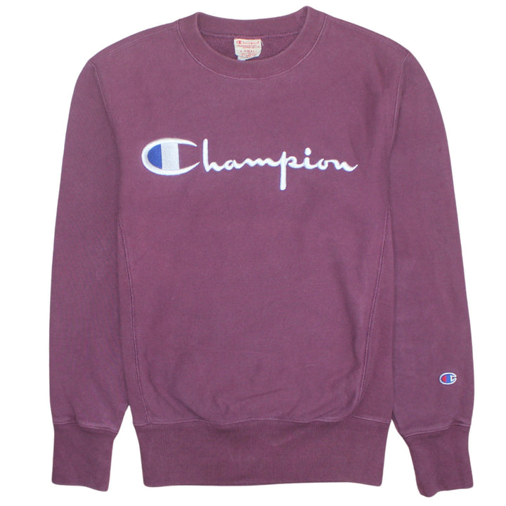 Champion Men Purple XS Pullover Sweatshirt Crew Neck Embroidered Logo