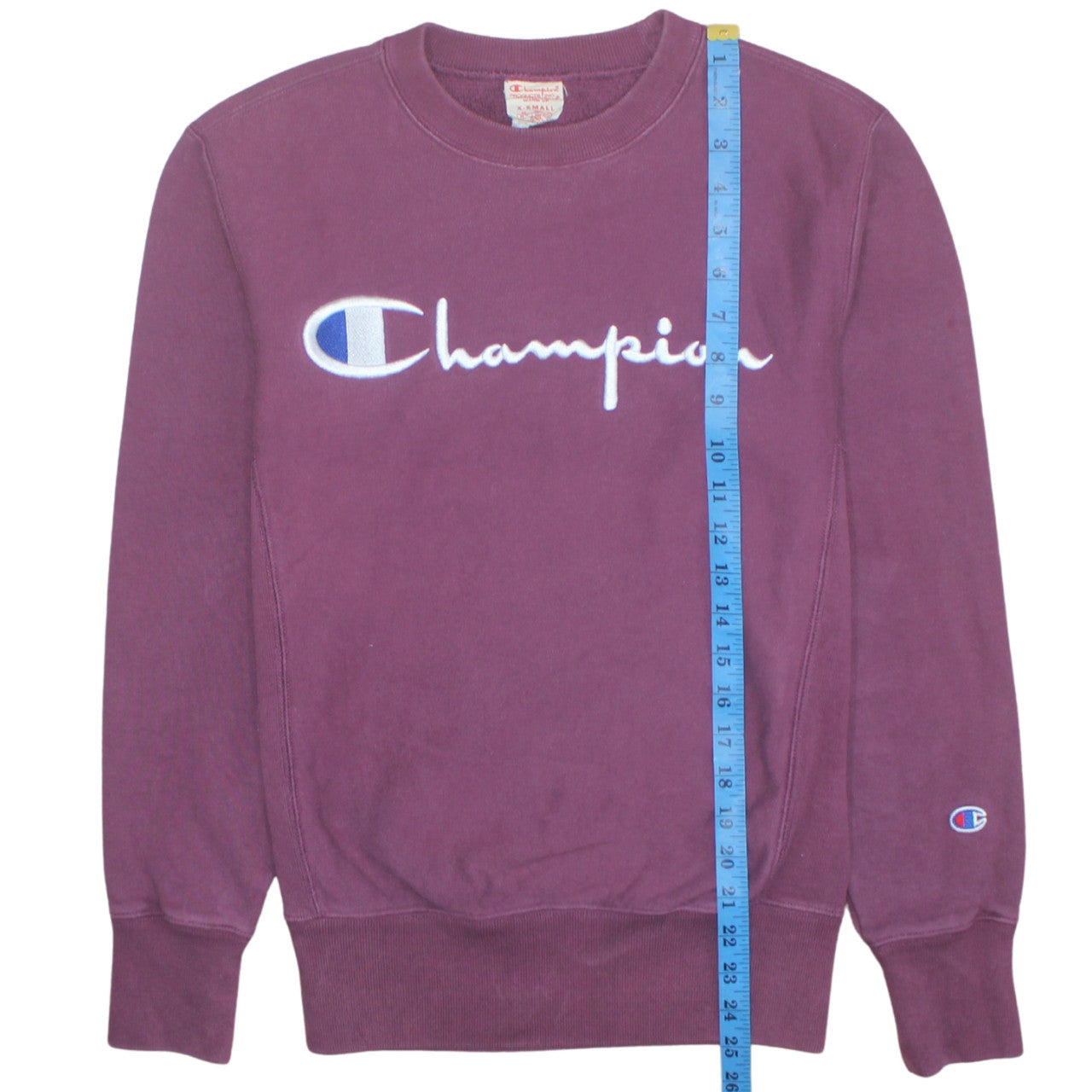 Champion Men Purple XS Pullover Sweatshirt Crew Neck Embroidered Logo
