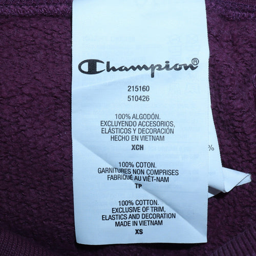 Champion Men Purple XS Pullover Sweatshirt Crew Neck Embroidered Logo