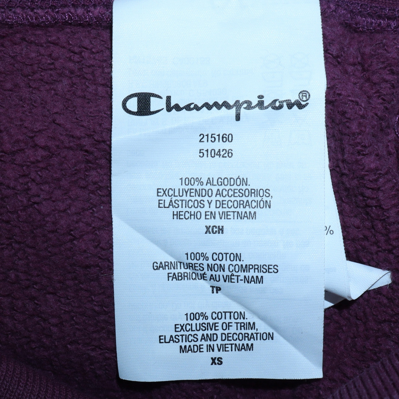 Champion Men Purple XS Pullover Sweatshirt Crew Neck Embroidered Logo