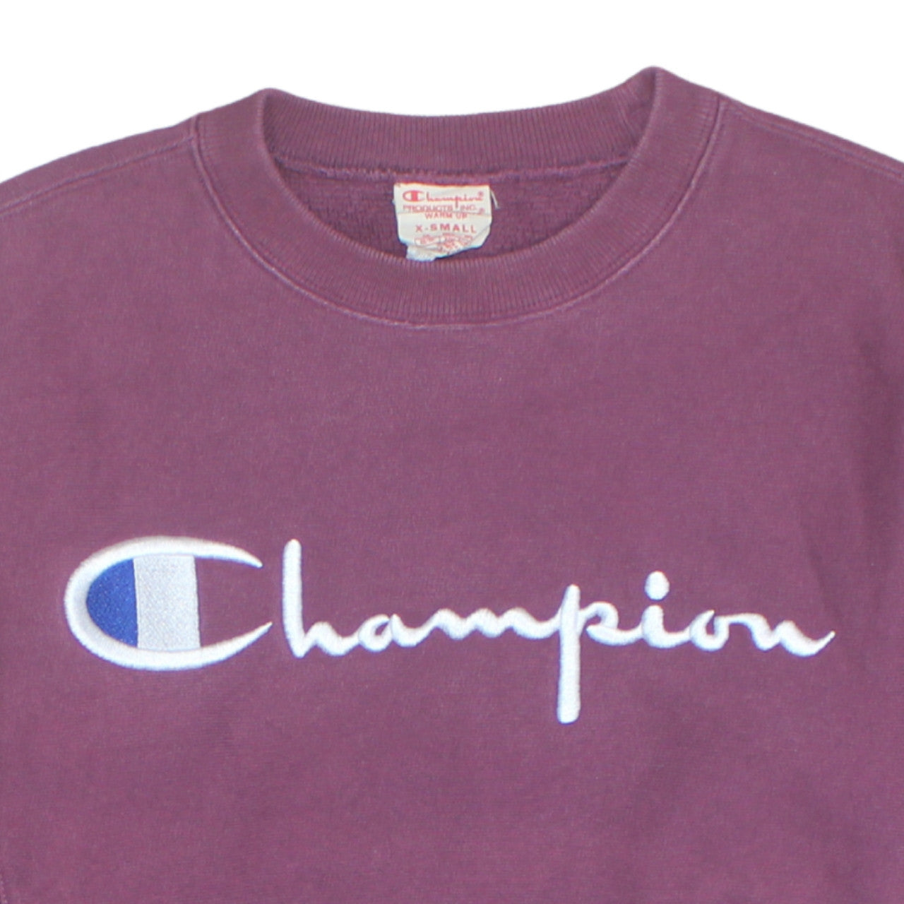 Champion Men Purple XS Pullover Sweatshirt Crew Neck Embroidered Logo