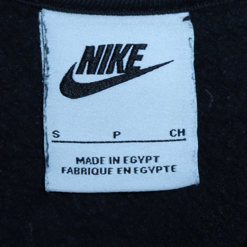 Nike Mens Black Pullover Hoodie S Green Logo Fleece Sweatshirt