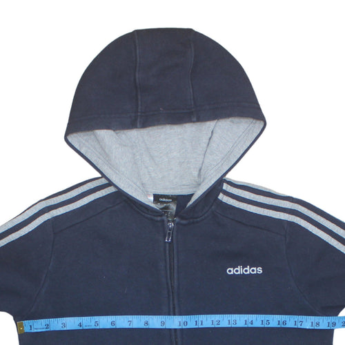 Adidas Boys Blue & Grey Full Zip Hoodie 13-14 Years Sports Fleece