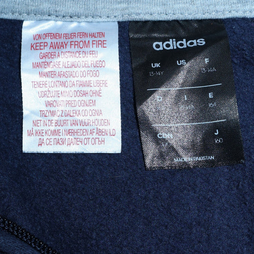 Adidas Boys Blue & Grey Full Zip Hoodie 13-14 Years Sports Fleece