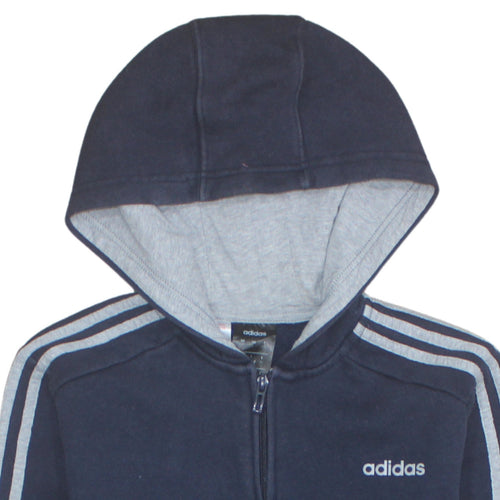 Adidas Boys Blue & Grey Full Zip Hoodie 13-14 Years Sports Fleece